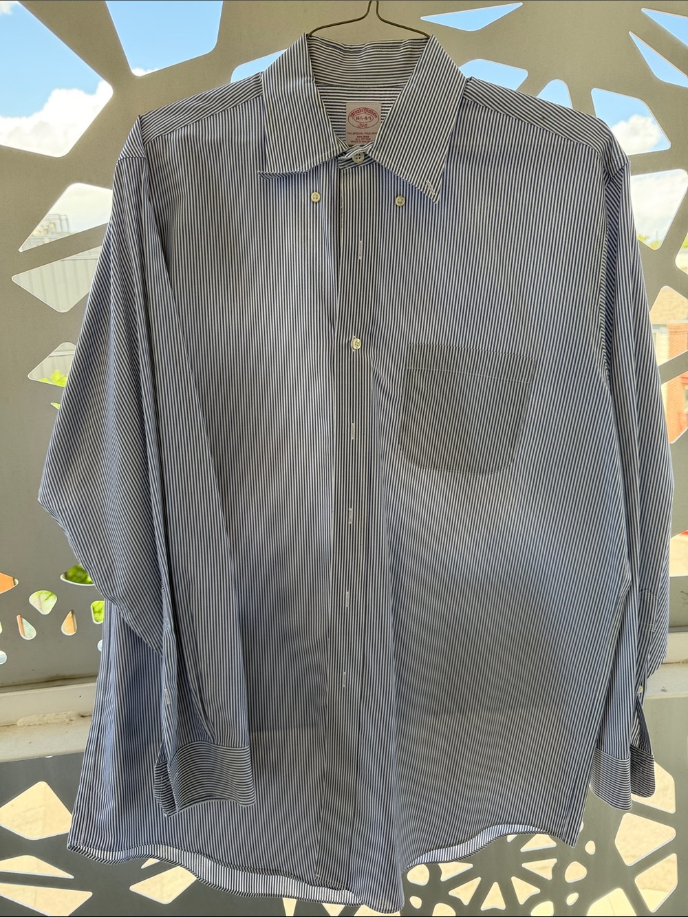 Brooks Brothers Navy and White Pinstripe Dress Shirt
